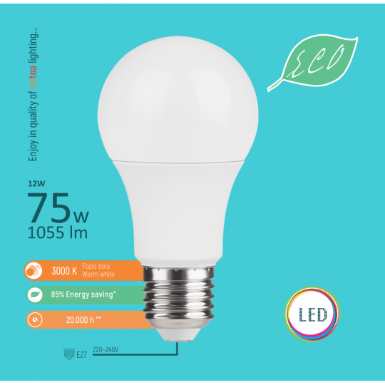 LED sijalica E27 12W 3000K mitea